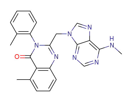 Molecular Structure of 371243-49-1 (4(3H)-Quinazolinone,
5-methyl-2-[[6-(methylamino)-9H-purin-9-yl]methyl]-3-(2-methylphenyl)-)
