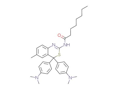 Molecular Structure of 64072-15-7 (Octanamide,
N-[4,4-bis[4-(dimethylamino)phenyl]-6-methyl-4H-3,1-benzothiazin-2-yl]-)