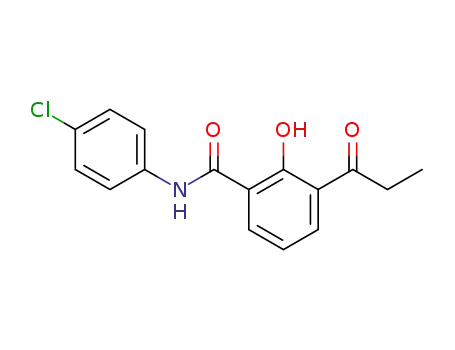 Molecular Structure of 62755-79-7 (Benzamide, N-(4-chlorophenyl)-2-hydroxy-3-(1-oxopropyl)-)