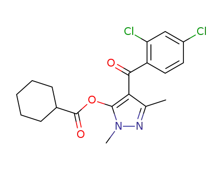 Molecular Structure of 58011-62-4 (Cyclohexanecarboxylic acid,
4-(2,4-dichlorobenzoyl)-1,3-dimethyl-1H-pyrazol-5-yl ester)