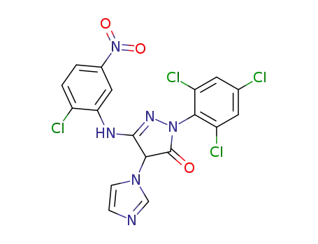 Molecular Structure of 64431-98-7 (3H-Pyrazol-3-one,
5-[(2-chloro-5-nitrophenyl)amino]-2,4-dihydro-4-(1H-imidazol-1-yl)-2-(2,
4,6-trichlorophenyl)-)
