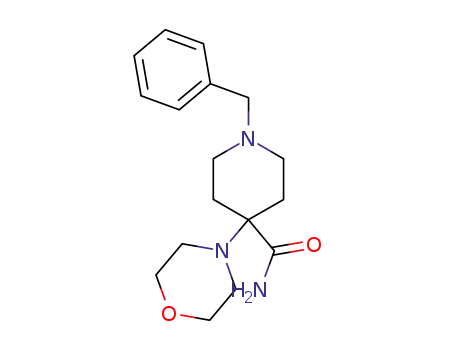Molecular Structure of 1762-52-3 (4-Piperidinecarboxamide, 4-(4-morpholinyl)-1-(phenylmethyl)-)