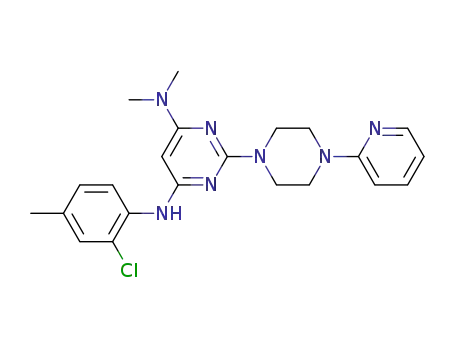 Molecular Structure of 445454-59-1 (4,6-Pyrimidinediamine,
N'-(2-chloro-4-methylphenyl)-N,N-dimethyl-2-[4-(2-pyridinyl)-1-piperazin
yl]-)