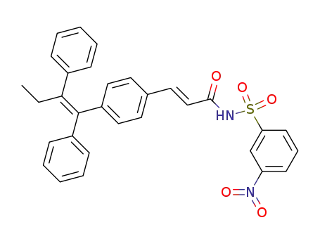Molecular Structure of 500107-76-6 (2-Propenamide,
3-[4-[(1Z)-1,2-diphenyl-1-butenyl]phenyl]-N-[(3-nitrophenyl)sulfonyl]-,
(2E)-)