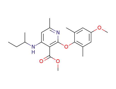 Molecular Structure of 351381-06-1 (3-Pyridinecarboxylic acid,
2-(4-methoxy-2,6-dimethylphenoxy)-6-methyl-4-[(1-methylpropyl)amino]-
, methyl ester)