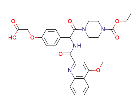 Molecular Structure of 478007-14-6 (1-Piperazinecarboxylic acid,
4-[[4-(carboxymethoxy)phenyl][[(4-methoxy-2-quinolinyl)carbonyl]amino]
acetyl]-, 1-ethyl ester)