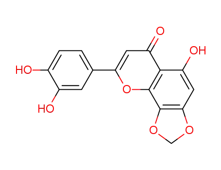 Molecular Structure of 501445-16-5 (6H-1,3-Dioxolo[4,5-h][1]benzopyran-6-one,
8-(3,4-dihydroxyphenyl)-5-hydroxy-)