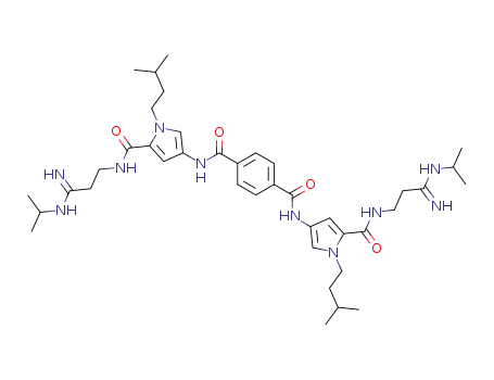 Molecular Structure of 386251-91-8 (1,4-Benzenedicarboxamide,
N,N'-bis[5-[[[3-imino-3-[(1-methylethyl)amino]propyl]amino]carbonyl]-1-(
3-methylbutyl)-1H-pyrrol-3-yl]-)