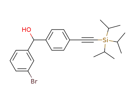 Molecular Structure of 864070-22-4 (Benzenemethanol, 3-bromo-a-[4-[[tris(1-methylethyl)silyl]ethynyl]phenyl]-)