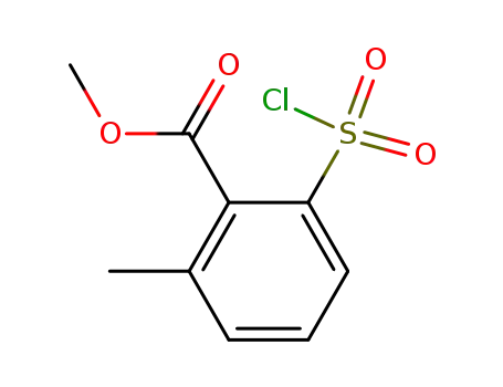 Molecular Structure of 139665-75-1 (Benzoic acid, 2-(chlorosulfonyl)-6-methyl-, methyl ester)