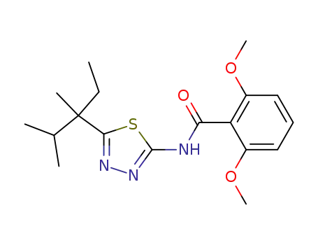 Molecular Structure of 82559-92-0 (Benzamide,
N-[5-(1-ethyl-1,2-dimethylpropyl)-1,3,4-thiadiazol-2-yl]-2,6-dimethoxy-)