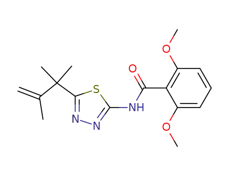 Molecular Structure of 82559-84-0 (Benzamide,
2,6-dimethoxy-N-[5-(1,1,2-trimethyl-2-propenyl)-1,3,4-thiadiazol-2-yl]-)