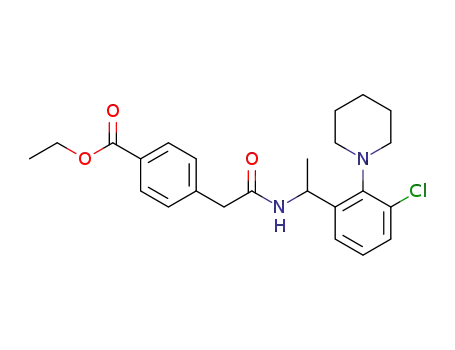 Molecular Structure of 83894-98-8 (Benzoic acid,
4-[2-[[1-[3-chloro-2-(1-piperidinyl)phenyl]ethyl]amino]-2-oxoethyl]-, ethyl
ester)
