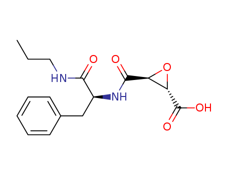 Molecular Structure of 192763-97-6 (Oxiranecarboxylic acid,
3-[[[(1S)-2-oxo-1-(phenylmethyl)-2-(propylamino)ethyl]amino]carbonyl]-,
(2S,3S)-)