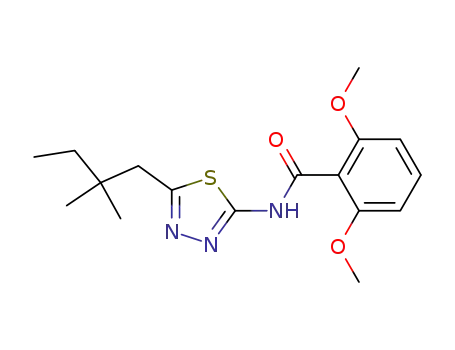 Molecular Structure of 82559-22-6 (Benzamide,
N-[5-(2,2-dimethylbutyl)-1,3,4-thiadiazol-2-yl]-2,6-dimethoxy-)