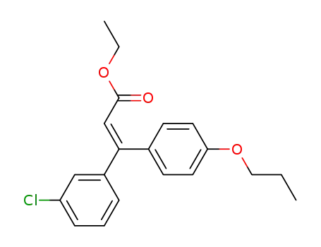 Molecular Structure of 151665-03-1 (2-Propenoic acid, 3-(3-chlorophenyl)-3-(4-propoxyphenyl)-, ethyl ester,
(E)-)