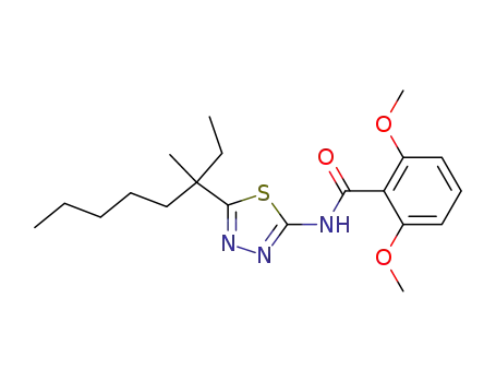Molecular Structure of 82559-91-9 (Benzamide,
N-[5-(1-ethyl-1-methylhexyl)-1,3,4-thiadiazol-2-yl]-2,6-dimethoxy-)