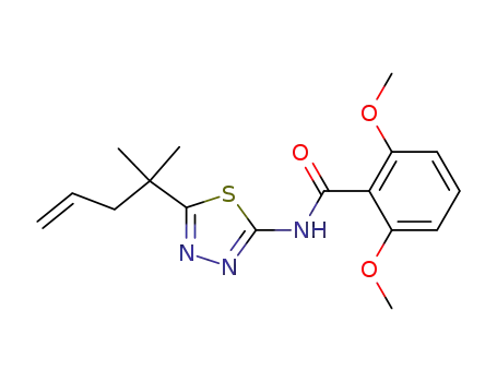 Molecular Structure of 82559-27-1 (Benzamide,
N-[5-(1,1-dimethyl-3-butenyl)-1,3,4-thiadiazol-2-yl]-2,6-dimethoxy-)