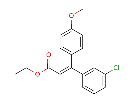 Molecular Structure of 133263-48-6 (2-Propenoic acid, 3-(3-chlorophenyl)-3-(4-methoxyphenyl)-, ethyl ester,
(E)-)