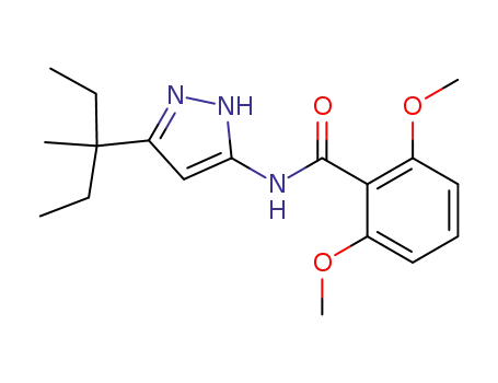 Molecular Structure of 82559-58-8 (Benzamide,
N-[5-(1-ethyl-1-methylpropyl)-1H-pyrazol-3-yl]-2,6-dimethoxy-)