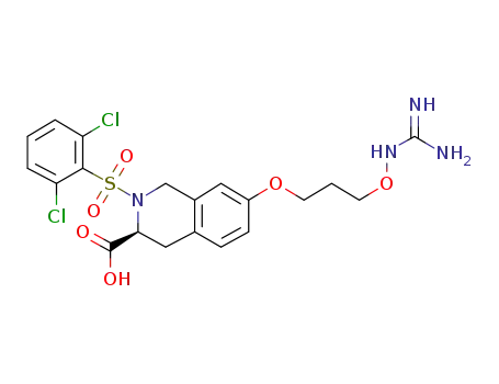Molecular Structure of 398522-28-6 (3-Isoquinolinecarboxylic acid,
7-[3-[[(aminoiminomethyl)amino]oxy]propoxy]-2-[(2,6-dichlorophenyl)sulf
onyl]-1,2,3,4-tetrahydro-, (3S)-)