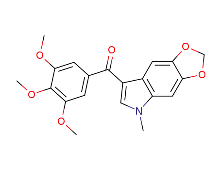 Molecular Structure of 613679-50-8 (Methanone,
(5-methyl-5H-1,3-dioxolo[4,5-f]indol-7-yl)(3,4,5-trimethoxyphenyl)-)