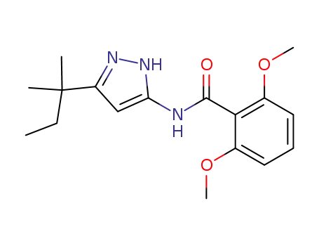 Molecular Structure of 82559-60-2 (Benzamide, N-[5-(1,1-dimethylpropyl)-1H-pyrazol-3-yl]-2,6-dimethoxy-)