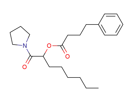 Molecular Structure of 110501-64-9 (Benzenebutanoic acid,1-(1-pyrrolidinylcarbonyl)heptyl ester)