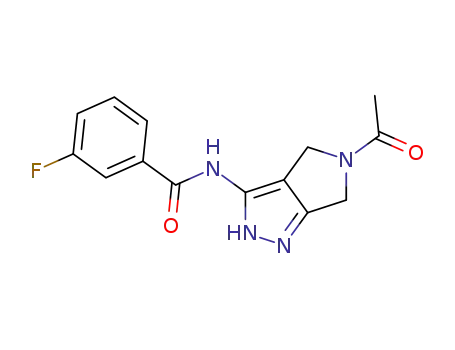 Molecular Structure of 398496-09-8 (Benzamide,
N-(5-acetyl-1,4,5,6-tetrahydropyrrolo[3,4-c]pyrazol-3-yl)-3-fluoro-)