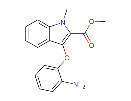 Molecular Structure of 63155-49-7 (1H-Indole-2-carboxylic acid, 3-(2-aminophenoxy)-1-methyl-, methyl
ester)
