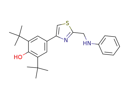 Molecular Structure of 473540-28-2 (Phenol,
2,6-bis(1,1-dimethylethyl)-4-[2-[(phenylamino)methyl]-4-thiazolyl]-)