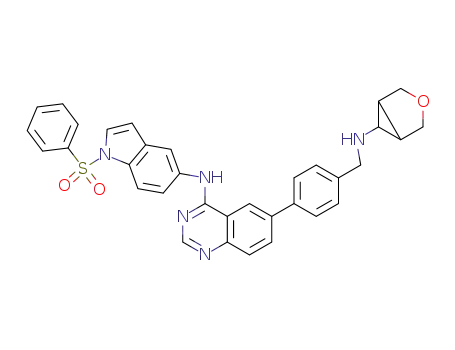 Molecular Structure of 289036-95-9 (1H-Indol-5-amine,
N-[6-[4-[(3-oxabicyclo[3.1.0]hex-6-ylamino)methyl]phenyl]-4-quinazolinyl
]-1-(phenylsulfonyl)-)