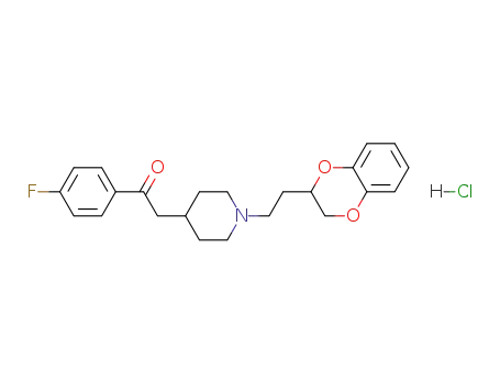 Molecular Structure of 62590-97-0 (Ethanone,
2-[1-[2-(2,3-dihydro-1,4-benzodioxin-2-yl)ethyl]-4-piperidinyl]-1-(4-fluoro
phenyl)-, hydrochloride)