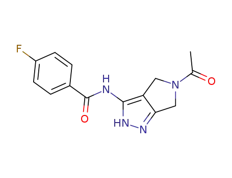 Molecular Structure of 398496-10-1 (Benzamide,
N-(5-acetyl-1,4,5,6-tetrahydropyrrolo[3,4-c]pyrazol-3-yl)-4-fluoro-)