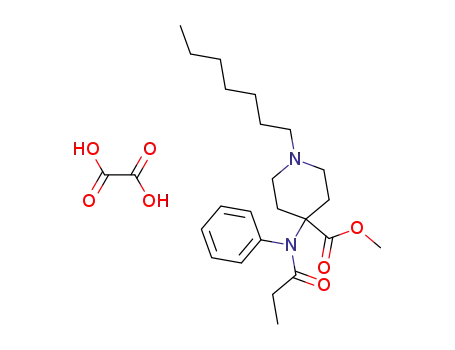 Molecular Structure of 61086-41-7 (4-Piperidinecarboxylic acid, 1-heptyl-4-[(1-oxopropyl)phenylamino]-,
methyl ester, ethanedioate (1:1))
