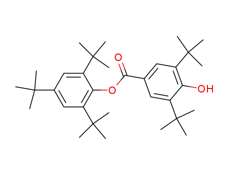 Molecular Structure of 38487-81-9 (Benzoic acid, 3,5-bis(1,1-dimethylethyl)-4-hydroxy-,
2,4,6-tris(1,1-dimethylethyl)phenyl ester)