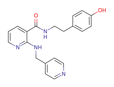 Molecular Structure of 453561-55-2 (3-Pyridinecarboxamide,
N-[2-(4-hydroxyphenyl)ethyl]-2-[(4-pyridinylmethyl)amino]-)