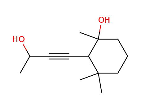 Molecular Structure of 116235-86-0 (Cyclohexanol, 2-(3-hydroxy-1-butynyl)-1,3,3-trimethyl-)