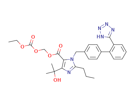 1H-Imidazole-5-carboxylic acid, 4-(1-hydroxy-1-methylethyl)-2-propyl-1-[[2'-(1H-tetrazol-5-yl)[1,1'-biphen yl]-4-yl]methyl]-, [(ethoxycarbonyl)oxy]methyl ester CAS No  144689-79-2