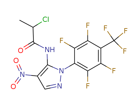 Molecular Structure of 119539-69-4 (Propanamide,2-chloro-N-[4-nitro-1-[2,3,5,6-tetrafluoro-4-(trifluoromethyl)phenyl]-1H-pyrazol-5-yl]-)