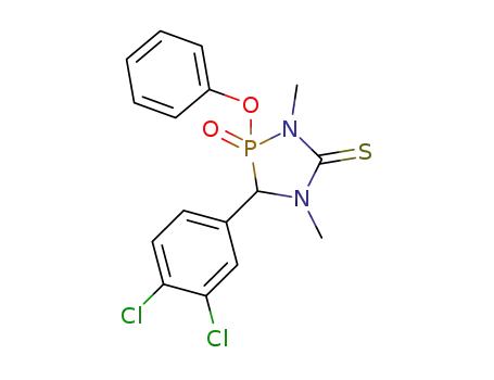 Molecular Structure of 57848-25-6 (1,4,2-Diazaphospholidine-5-thione,
3-(3,4-dichlorophenyl)-1,4-dimethyl-2-phenoxy-, 2-oxide)