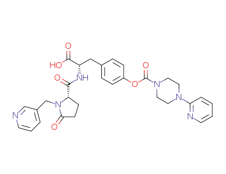 Molecular Structure of 286456-34-6 (L-Tyrosine, 5-oxo-1-(3-pyridinylmethyl)-L-prolyl-,
4-(2-pyridinyl)-1-piperazinecarboxylate (ester))
