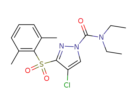 Molecular Structure of 143532-66-5 (1H-Pyrazole-1-carboxamide,
4-chloro-3-[(2,6-dimethylphenyl)sulfonyl]-N,N-diethyl-)