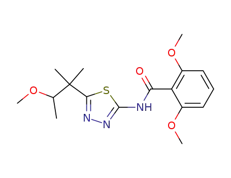 Molecular Structure of 82559-93-1 (Benzamide,
2,6-dimethoxy-N-[5-(2-methoxy-1,1-dimethylpropyl)-1,3,4-thiadiazol-2-yl
]-)