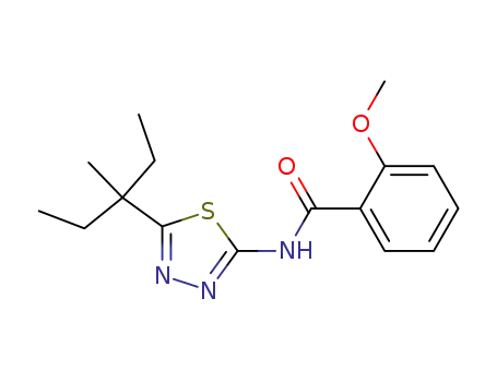 Molecular Structure of 82559-29-3 (Benzamide,
N-[5-(1-ethyl-1-methylpropyl)-1,3,4-thiadiazol-2-yl]-2-methoxy-)