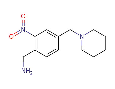 Molecular Structure of 630410-47-8 (Benzenemethanamine, 2-nitro-4-(1-piperidinylmethyl)-)