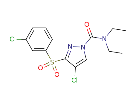 Molecular Structure of 143529-94-6 (1H-Pyrazole-1-carboxamide,
4-chloro-3-[(3-chlorophenyl)sulfonyl]-N,N-diethyl-)