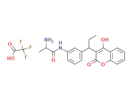 Molecular Structure of 166281-95-4 (Propanamide,
2-amino-N-[3-[1-(4-hydroxy-2-oxo-2H-1-benzopyran-3-yl)propyl]phenyl]-
, mono(trifluoroacetate) (salt))