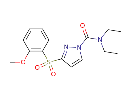 Molecular Structure of 143532-23-4 (1H-Pyrazole-1-carboxamide,
N,N-diethyl-3-[(2-methoxy-6-methylphenyl)sulfonyl]-)