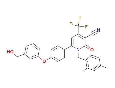 Molecular Structure of 849929-20-0 (3-Pyridinecarbonitrile,
1-[(2,4-dimethylphenyl)methyl]-1,2-dihydro-6-[4-[3-(hydroxymethyl)phen
oxy]phenyl]-2-oxo-4-(trifluoromethyl)-)
